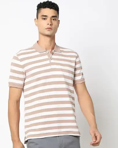 Fashlook Men Multicolor Striped Cotton Blend Polo T-Shirt 2